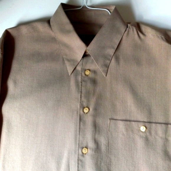 UOMO TALLIA ITALIAN MENS SHIRT Mocha Brown Size Large 15 1/2" - Picture 11 of 15